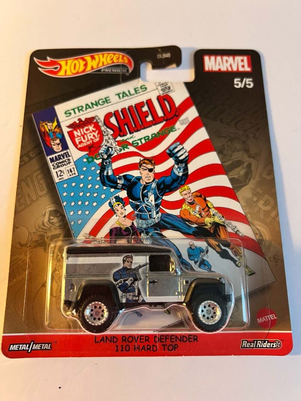 💥Hot Wheels Premium Marvel Pop Culture Nick Fury Land Rover Defender 110 Hard